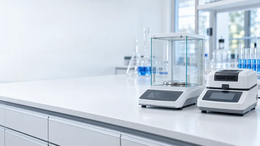 Balanza analítica y termobalanza en un laboratorio